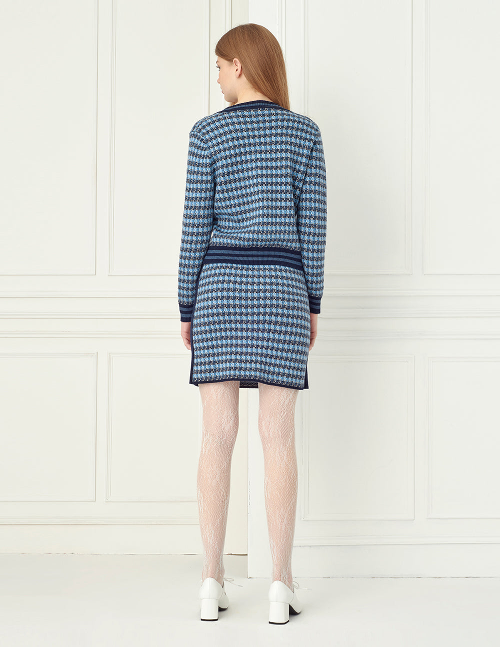 BORA AKSU Blue Tweed Textured Mini Skirt