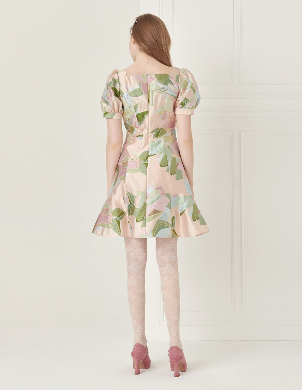 BORA AKSU Puff Sleeve Jacquard Mini Dress