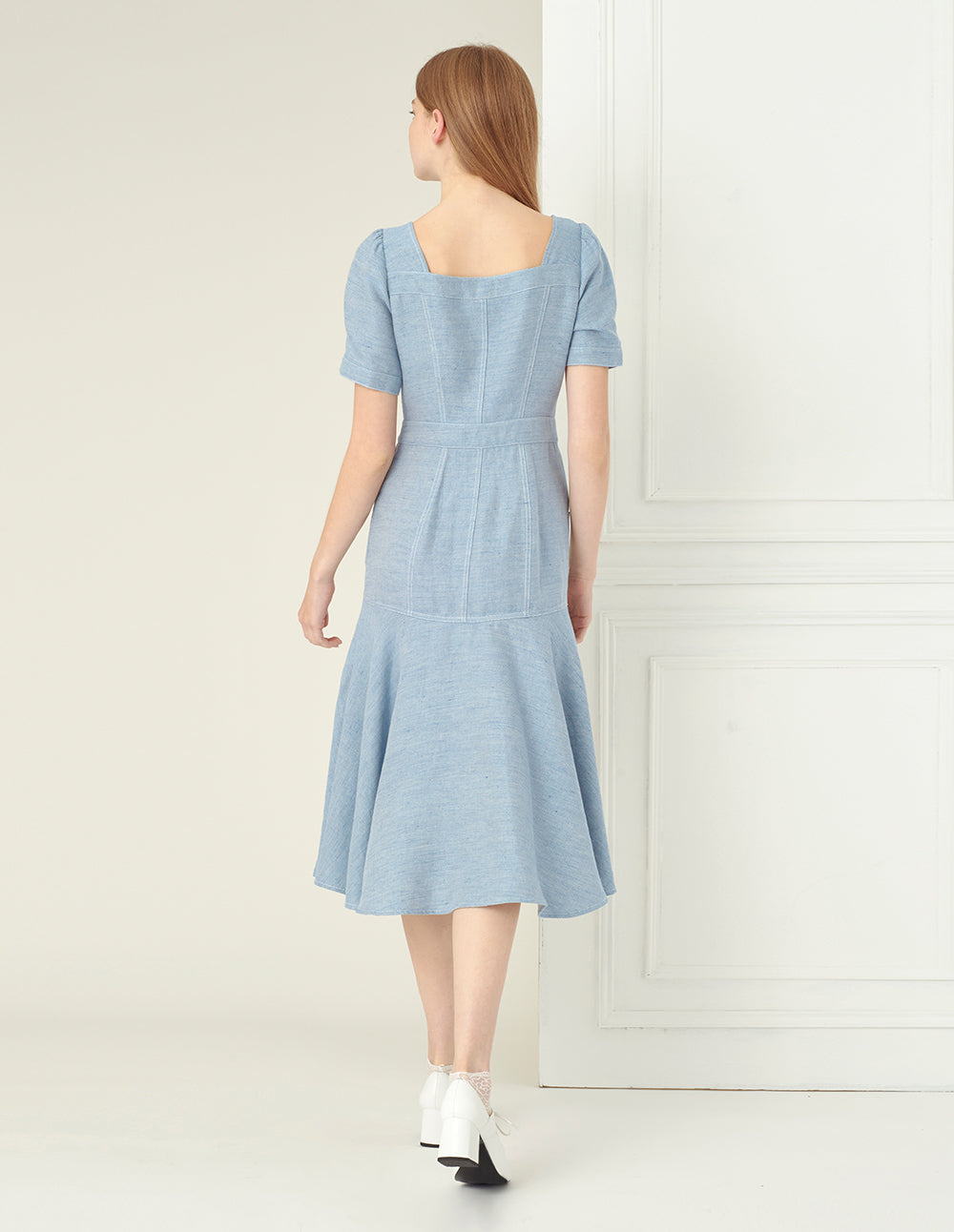 BORA AKSU Light Blue Twill Denim Fishtail Skirt