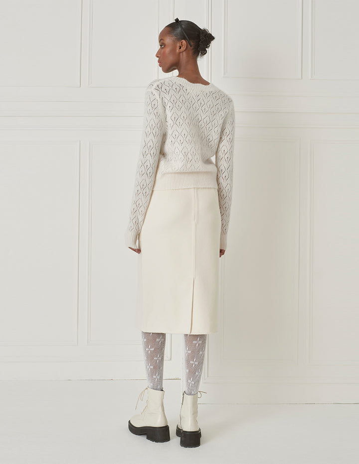 BORA AKSU French Retro Mulberry Silk Blended Woolen Skirt