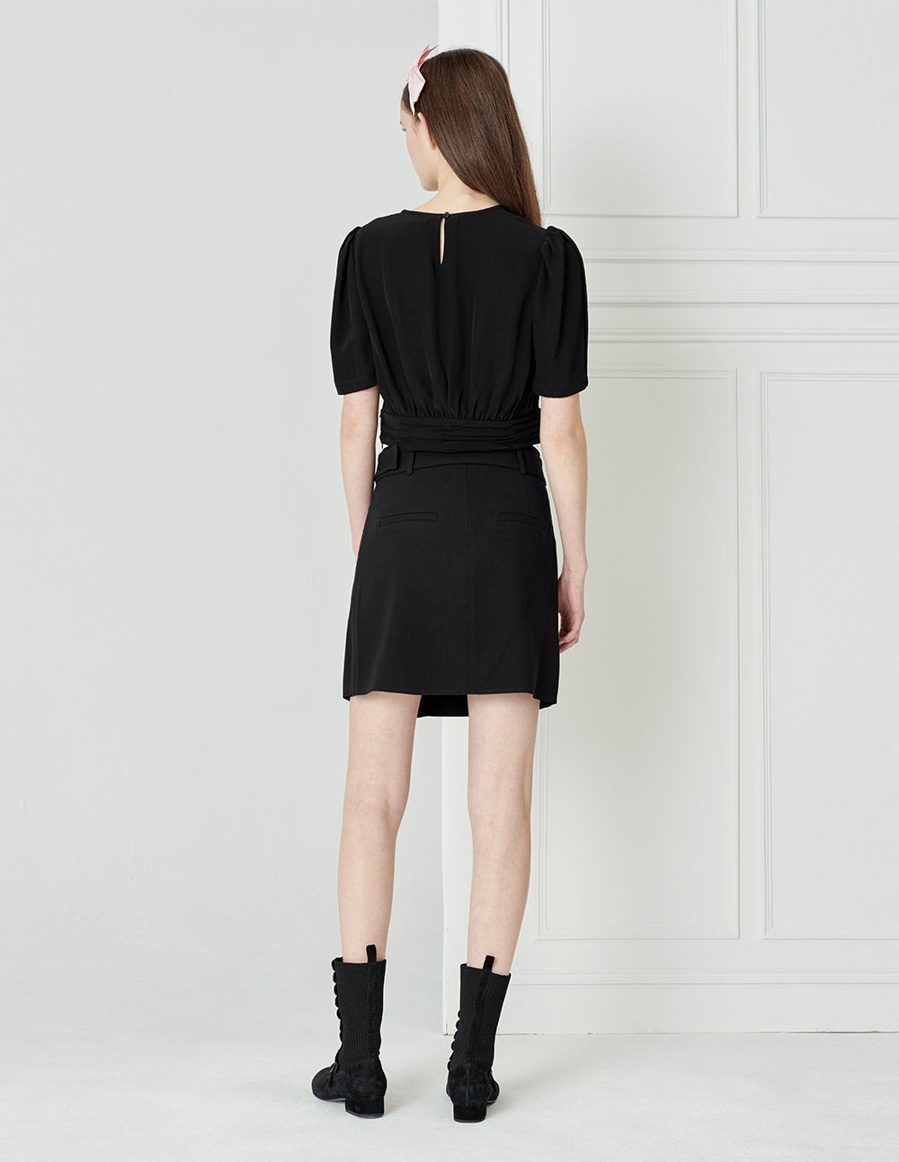 BORA AKSU Acetate Cut-Out Puff-Sleeve Short-Sleeved Top