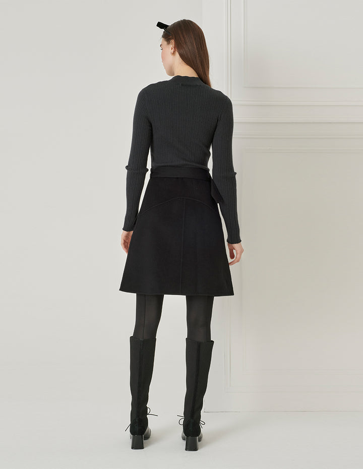 BORA AKSU Mulberry Silk Blend Color Block Hollow Collar Knitted Dress