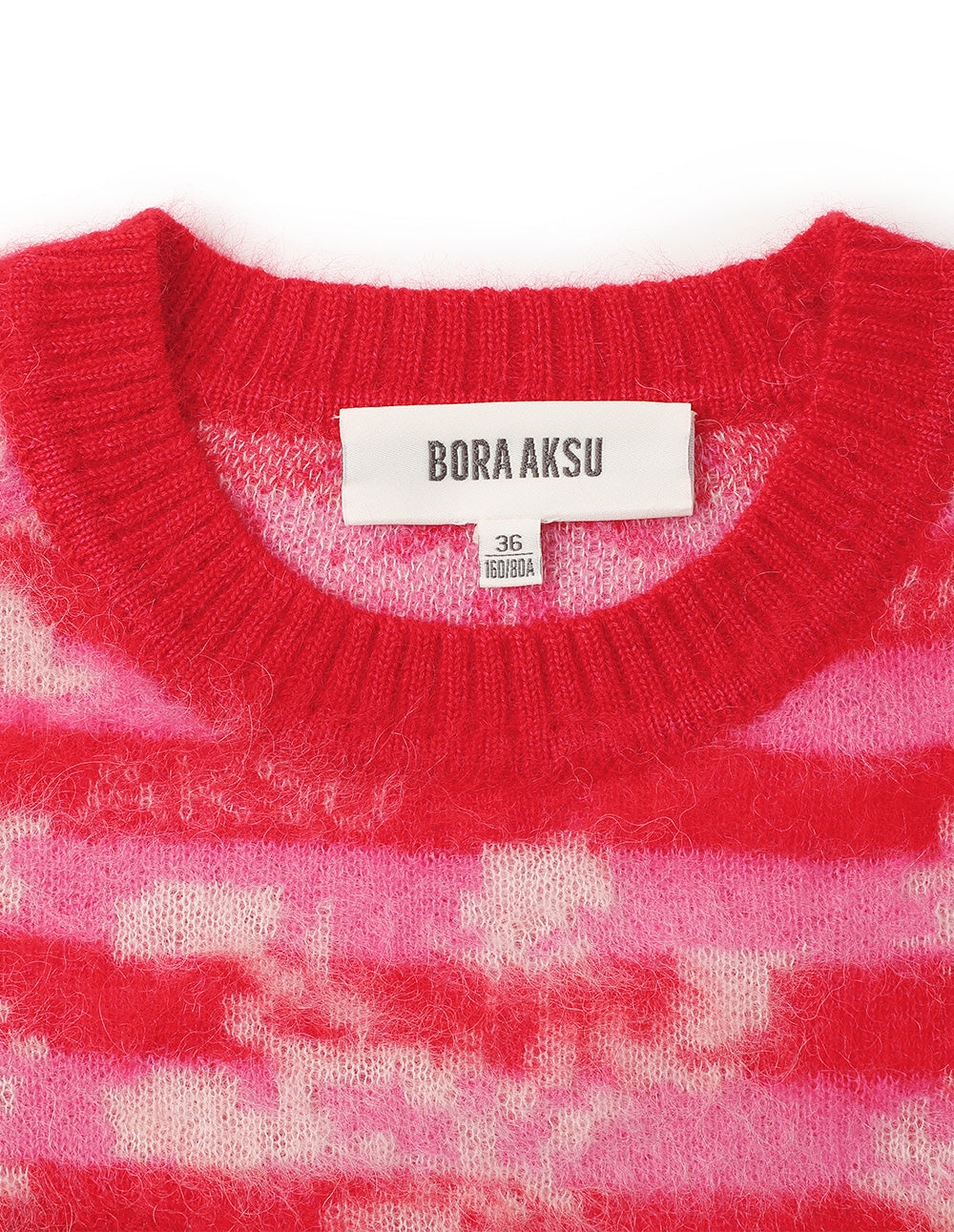 BORA AKSU Tricolor Jacquard Mohair-Blend Knitted Sweater