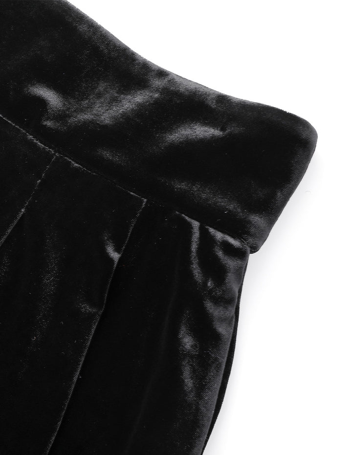 BORA AKSU Casual Velvet High Waist Wide-Leg A-Line Shorts