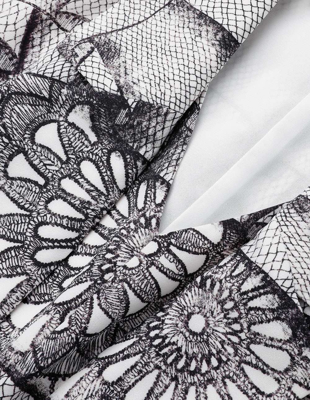 BORA AKSU Notched Lapel Puff Sleeve Abstract Print Long-Sleeved Dress