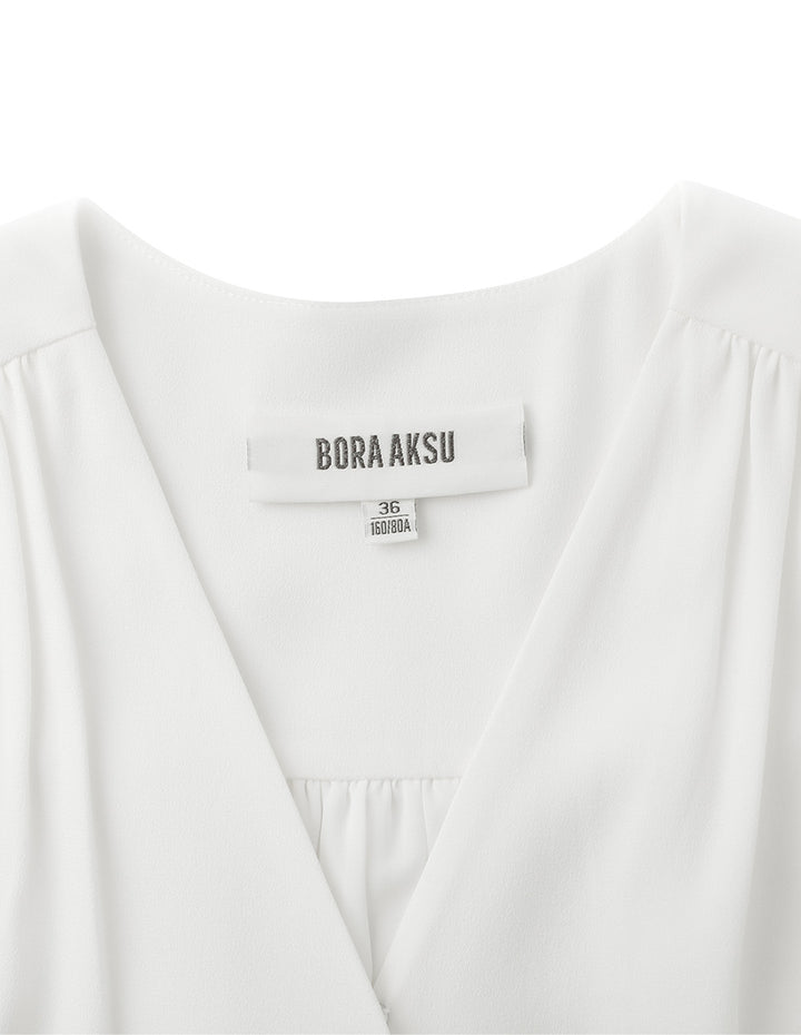 BORA AKSU Triacetate V-Neck Mid-Sleeve Dress