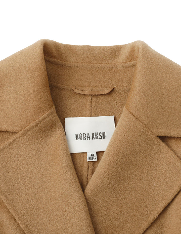 BORA AKSU Lapel Double-Breasted Mulberry Silk-Blend Wool Coat