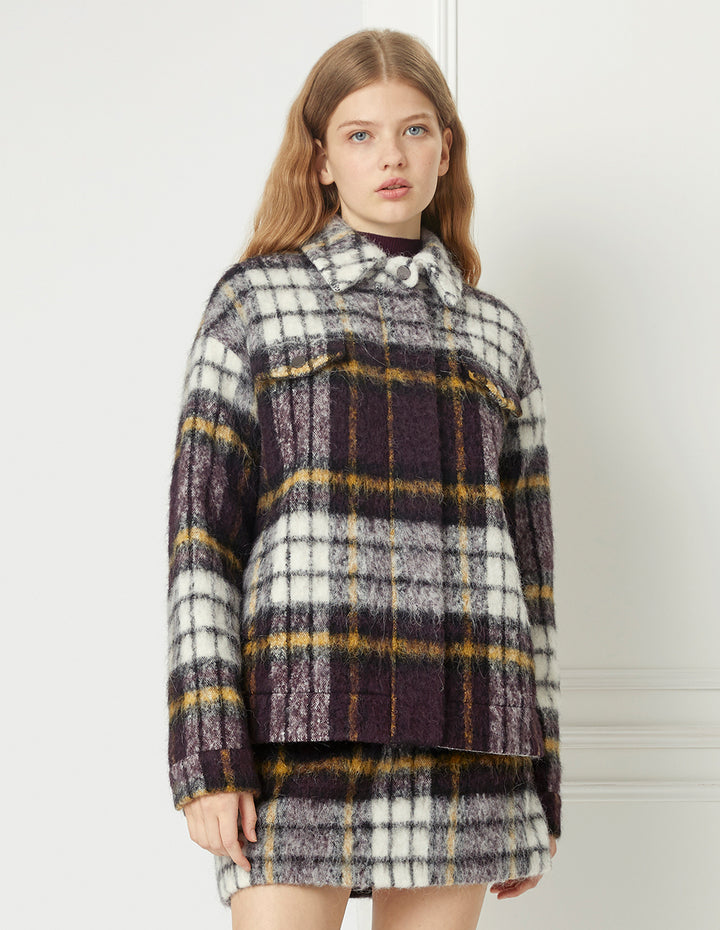 BORA AKSU Brown Check Simple A-Line Mini Skirt