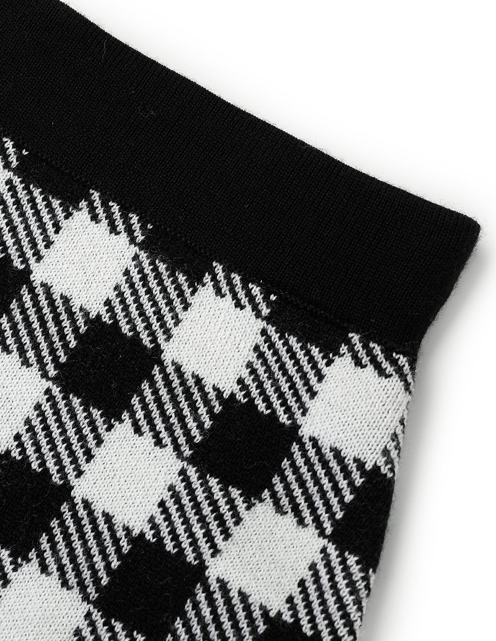 BORA AKSU Vintage Black and White Check Wool Knit Skirt