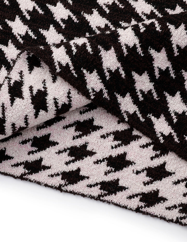 BORA AKSU Black Pink Houndstooth Knitted Skirt