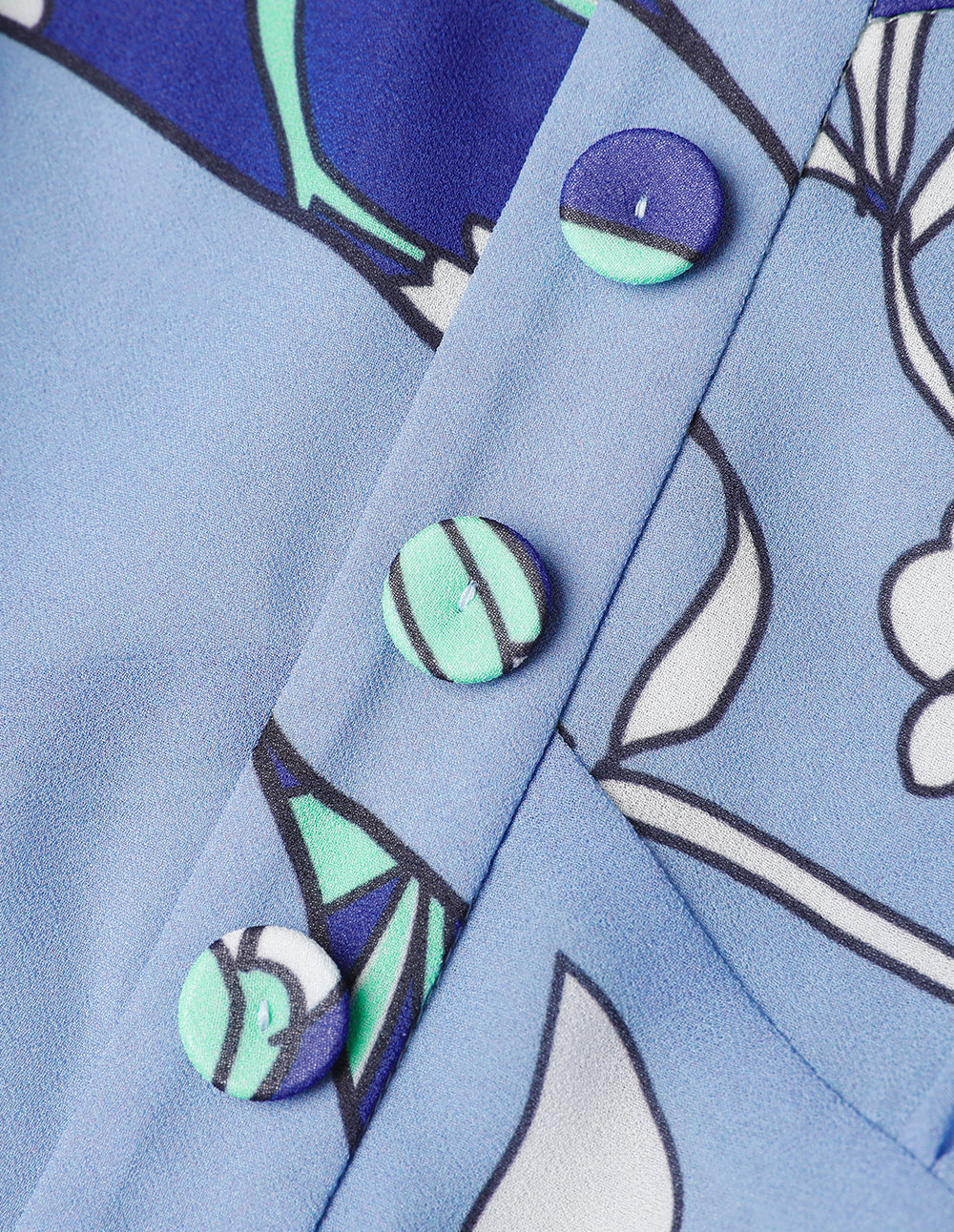 BORA AKSU Diamond Collar Print Waist Dress