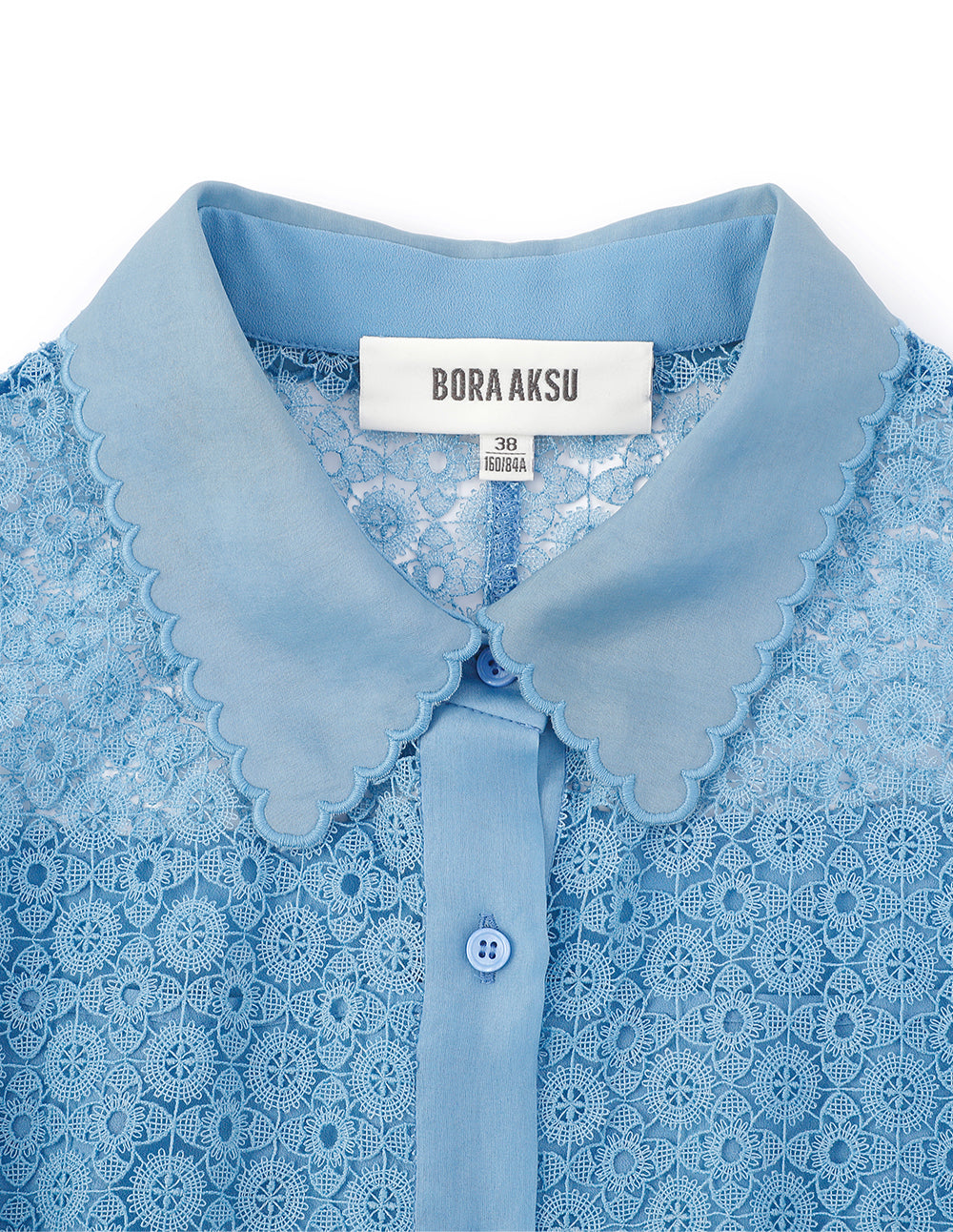 BORA AKSU Petal Trim Lace Pleated  Shirt Dress