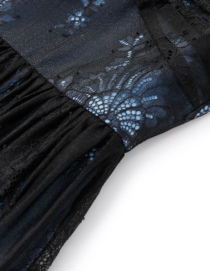 BORA AKSU French Lace Neck Pleated Dress