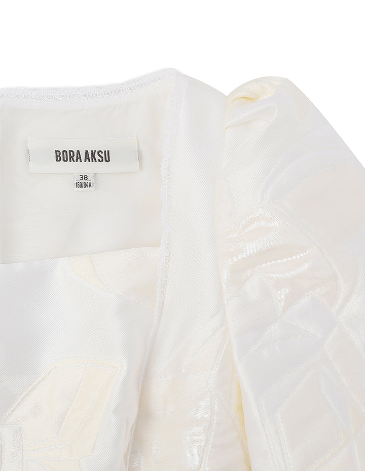 BORA AKSU French Vintage Square Neck Jacquard Dress