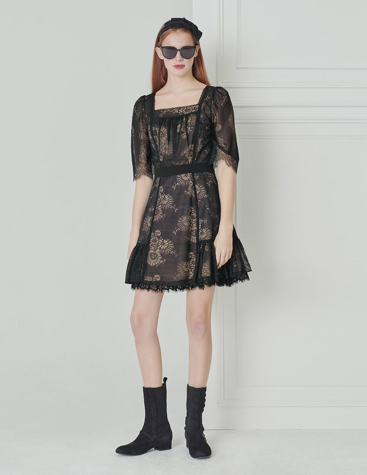 BORA AKSU French Lace Square Neck Dress