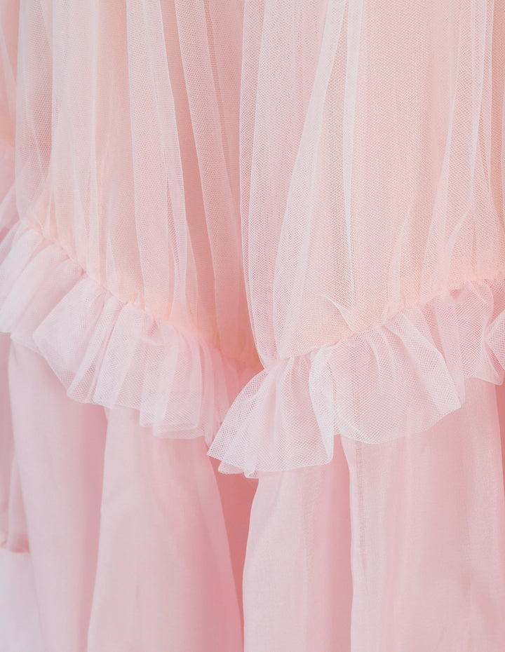 BORA AKSU Pintuck Detail Tulle Tier Dress