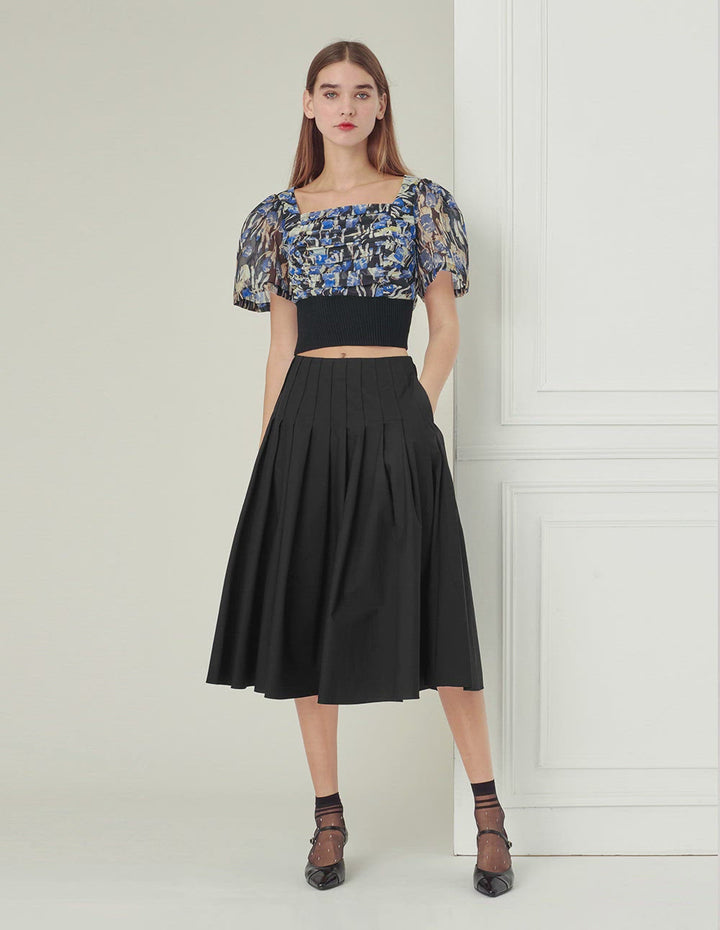 BORA AKSU Colour Ink Flower Needle Shuttle Stitching Top